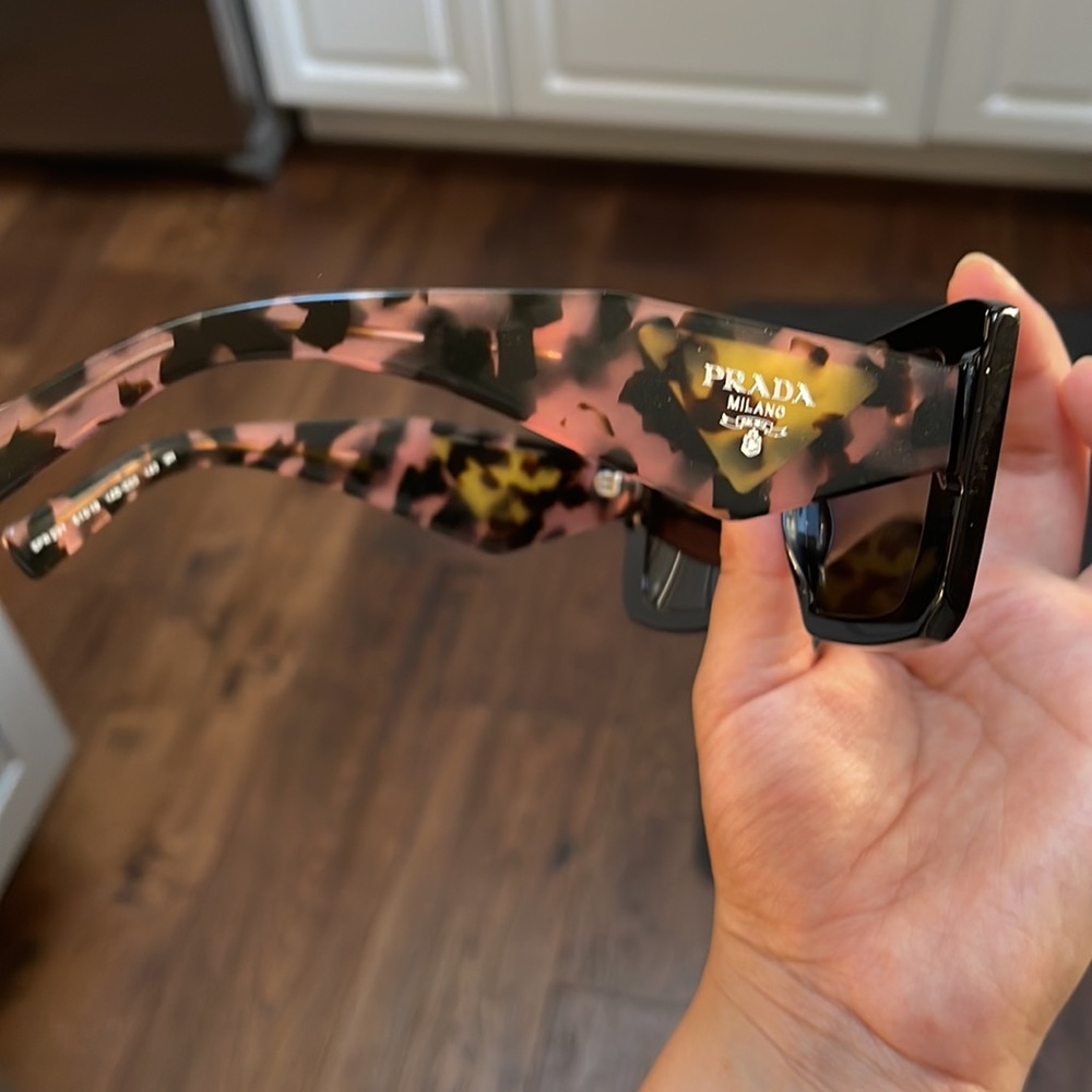 Prada Black Square Sunglasses with Tortoiseshell Arms - Picture 6 of 10